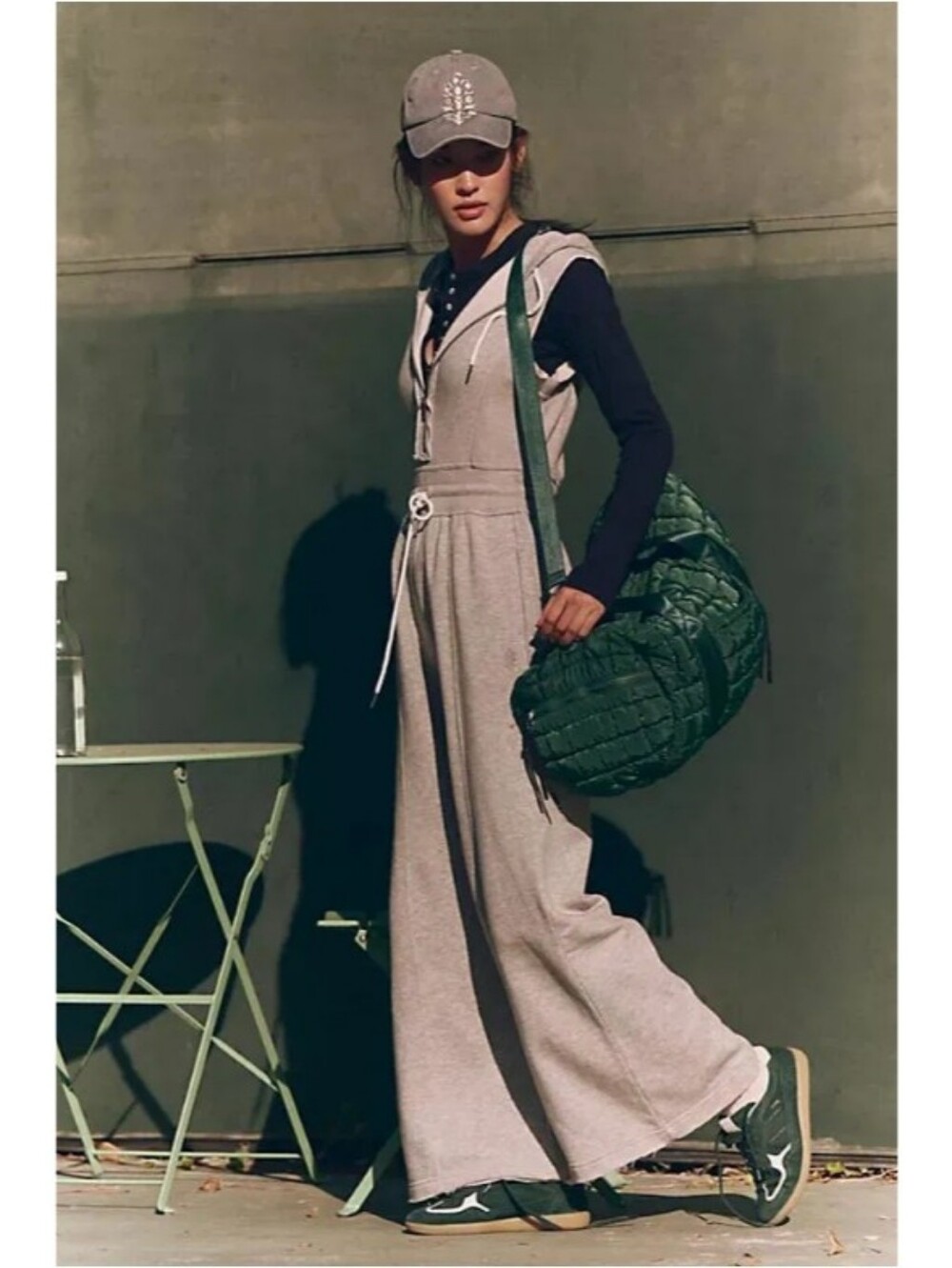 Free People Movement Making It Hooded Wide Leg Jumpsuit Heathered Grey